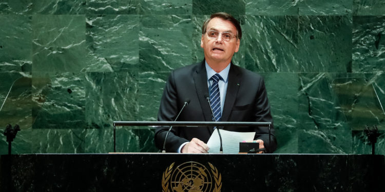 (Nova York - EUA, 24/09/2018) Presidente da República, Jair Bolsonaro, discursa durante a abertura do Debate Geral da 74ª Sessão da Assembleia Geral das Nações Unidas (AGNU). rFoto: Alan Santos/PR